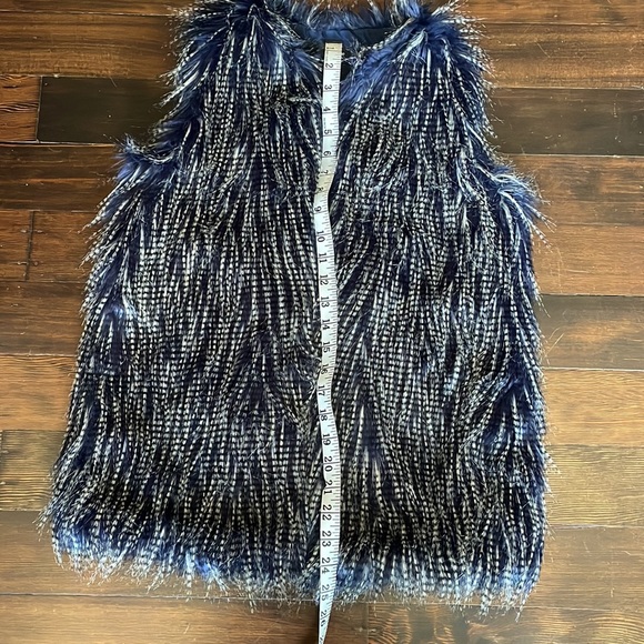 Faux Mongolian fur indigo based vest. - Picture 8 of 8